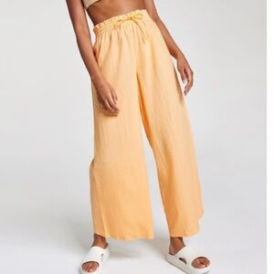Calia Linen Blend Wide Leg Pant in Orange -Cover Up